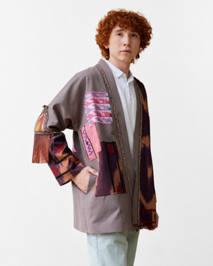 Handmade Jacket with Appliqué - Cotton Denim Jacket With Fringe