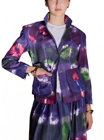 Structured-Shoulder Jacket Crafted from Natural Cotton Adras