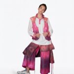 Cotton Adras Trousers with an Apron Panel